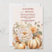 Boho Wit en Goud Glitter Pompoenen Bruiloft Kaart (Voorkant)