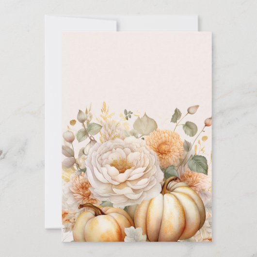 Boho Wit en Goud Glitter Pompoenen Bruiloft Kaart (Achterkant)