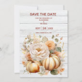 Boho Wit en Goud Glitter Pompoenen Bruiloft Save The Date (Voorkant)