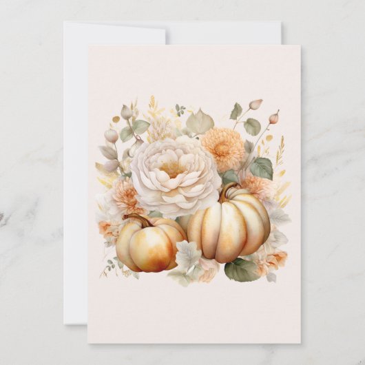 Boho Wit en Goud Glitter Pompoenen Bruiloft Save The Date (Achterkant)