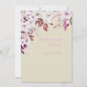 Boho Wit en Roze Bloemen Herfst Bamboe Bruiloft Kaart (Achterkant)