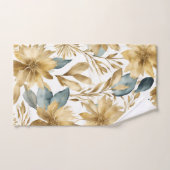 Boho Wit Goud Blauwgroen Bloem Bad Handdoek (Handdoek)
