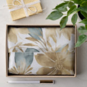 Boho Wit Goud Blauwgroen Bloem Tissuepapier (Geschenk)