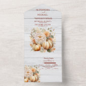 Boho Wit Gouden Glitter Pompoenen Bruiloft All In One Uitnodiging (Binnen)