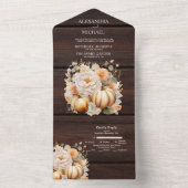 Boho Wit Gouden Glitter Pompoenen Bruiloft All In One Uitnodiging (Binnen)