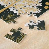  Boho Wit Groen Goud Kerstbomen Legpuzzel (Zijkant)