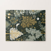  Boho Wit Groen Goud Kerstbomen Legpuzzel (Horizontaal)
