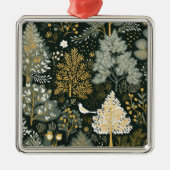  Boho Wit Groen Goud Kerstbomen Metalen Ornament (Voorkant)