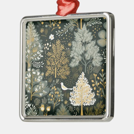  Boho Wit Groen Goud Kerstbomen Metalen Ornament (Links)
