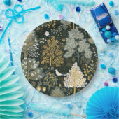 Boho Wit Groen Goud Kerstbomen Papieren Bordje (Feest)