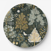  Boho Wit Groen Goud Kerstbomen Papieren Bordje (Voorkant)