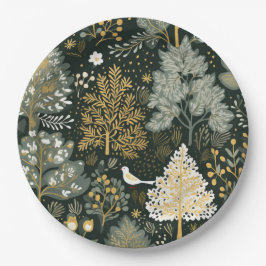  Boho Wit Groen Goud Kerstbomen Papieren Bordje