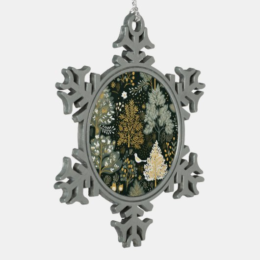  Boho Wit Groen Goud Kerstbomen Tin Sneeuwvlok Ornament (Links)