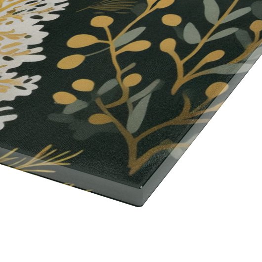  Boho Wit Groen Gouden Bomen Vogel Snijplank (Hoek)