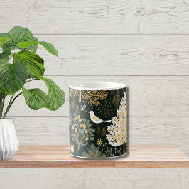  Boho Wit Groen Gouden Vogelbomen Koffiemok