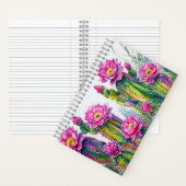 Boho Wit Roze Bloemen Cactus Bladerontwerp Notitieboek (Binnen)