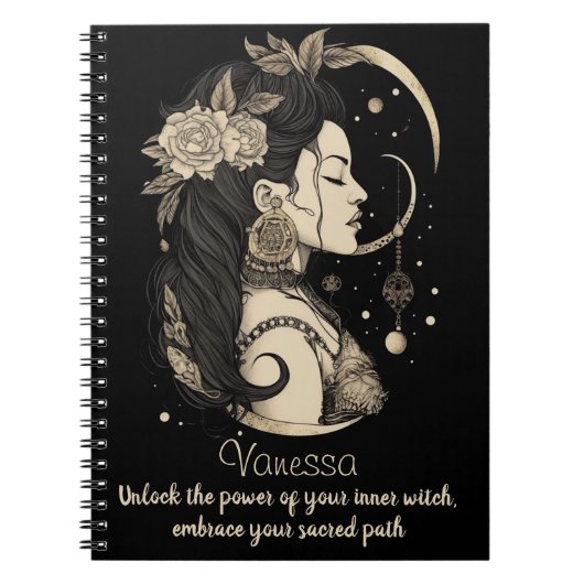 Boho Witchy Vibes in zwart en bruin Notitieboek (Voorkant)