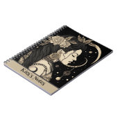 Boho Witchy Woman, Celestial Moon Stars, zwart Notitieboek (Linkerzijde)