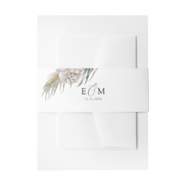 Boho witte bloem- en palmhuwelijk uitnodigingen wikkel