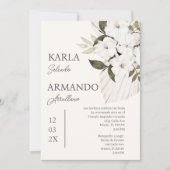 Boho witte bloemen bruiloft uitnodiging in het Spa (Voorkant)