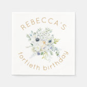 Boho Witte Bloemen Eucalyptus 40e Verjaardag Servet (Voorkant)