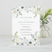 Boho witte bloemen eucalyptus verlaat bruiloft kaart (Staand voorkant)