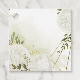 Boho witte bloemen groene bladeren botanische guns bedankjes labels