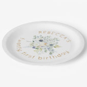 Boho Witte Bloemen Naam 21e verjaardag Papieren Bordje (Gekanteld)