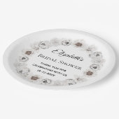 Boho witte bloemige bruidsdouche  papieren bordje (Gekanteld)
