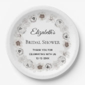 Boho witte bloemige bruidsdouche  papieren bordje (Voorkant)