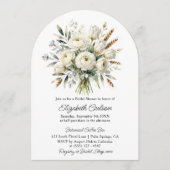 Boho witte bloemige gedroogde tarwe boog bruidsdou kaart (Voorkant)