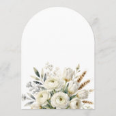 Boho witte bloemige gedroogde tarwe boog bruidsdou kaart (Achterkant)