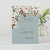 Boho Witte Bloemige Herfst Groene Trouw Kaart (Staand voorkant)