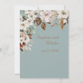 Boho Witte Bloemige Herfst Groene Trouw Kaart (Achterkant)