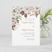 Boho Witte Bloemige Herfst Witte Bruiloft Kaart (Staand voorkant)