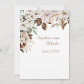 Boho Witte Bloemige Herfst Witte Bruiloft Kaart (Achterkant)