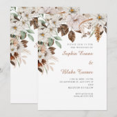 Boho Witte Bloemige Herfst Witte Bruiloft Kaart (Voorkant / Achterkant)