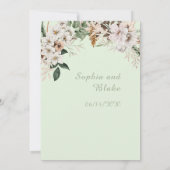 Boho Witte Bloemige Winter Lichtgroene Trouw Kaart (Achterkant)