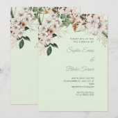 Boho Witte Bloemige Winter Lichtgroene Trouw Kaart (Voorkant / Achterkant)