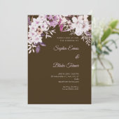 Boho Witte Bloemige Winter Mocha Bruine Bruiloft Kaart (Staand voorkant)