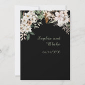 Boho Witte Bloemige Winter Zwarte Bruiloft Kaart (Achterkant)