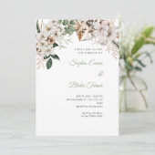 Boho Witte Bloemige Witte Winter Bruiloft Kaart (Staand voorkant)