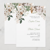 Boho Witte Bloemige Witte Winter Bruiloft Kaart (Voorkant / Achterkant)