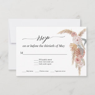 Boho Witte Bloemrijke Pampas Gras Tropische Palm R RSVP Kaartje