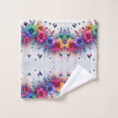 Boho Witte Bloemrijke Regenboog Bad Handdoek (Wasdoekje)