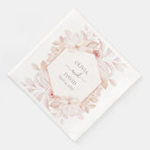 Boho witte & blos roze rozen trouw servetten (Hoek)