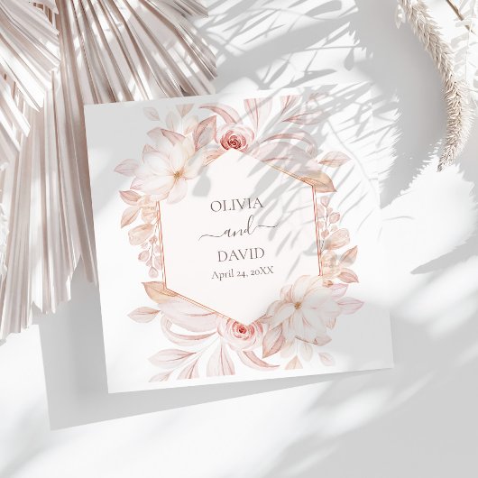 Boho witte & blosroze rozen trouw servetten