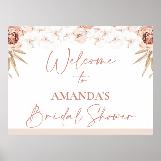 Boho Witte Boomgaarden Palm Bruiloft Borrel Ontvan Poster (Voorkant)