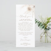 Boho Witte en Neutrale Bloemen Dank u Plaatskaart Menu (Staand voorkant)