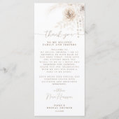 Boho Witte en Neutrale Bloemen Dank u Plaatskaart Menu (Voorkant)